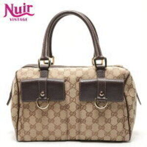 Gucci GG Canvas Handbag Bowling Bag Boston Beige